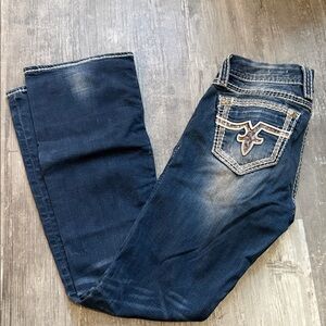 Rock Revival Bling Jacklyn Bootcut Jeans With Pink Sequins Size 29